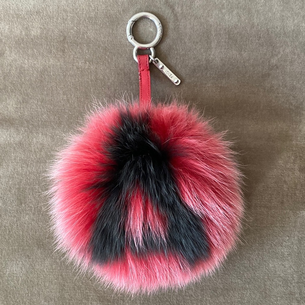 Fendi “A” Fox Fur Pom Pom Bag Charm/Key Chain